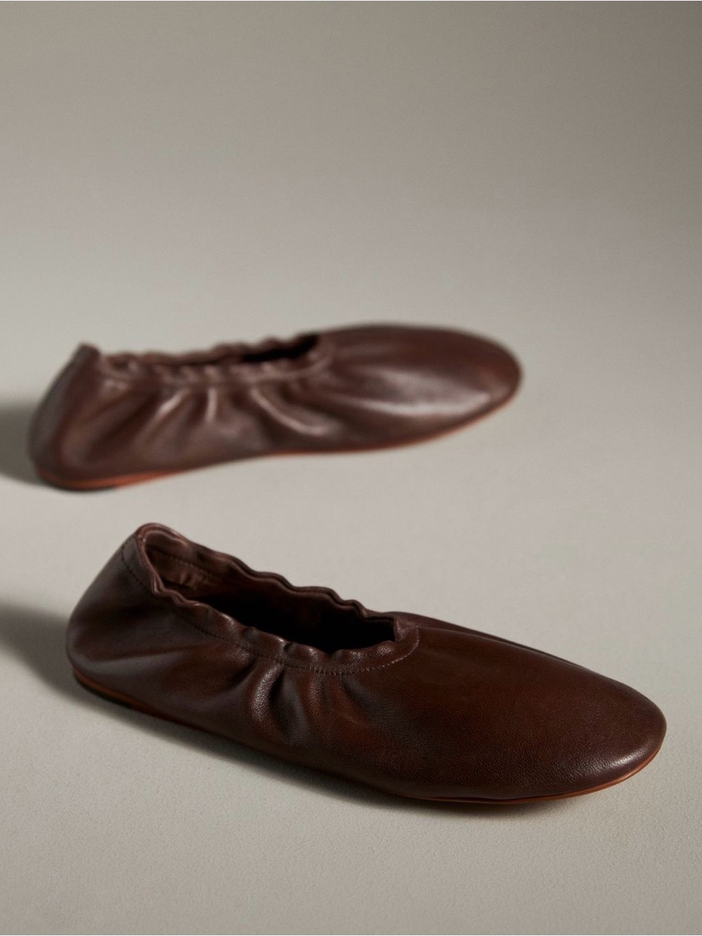 PILCRO (Anthropologie) leather brown Glove Ballet flats size 9 - Picture 2 of 6